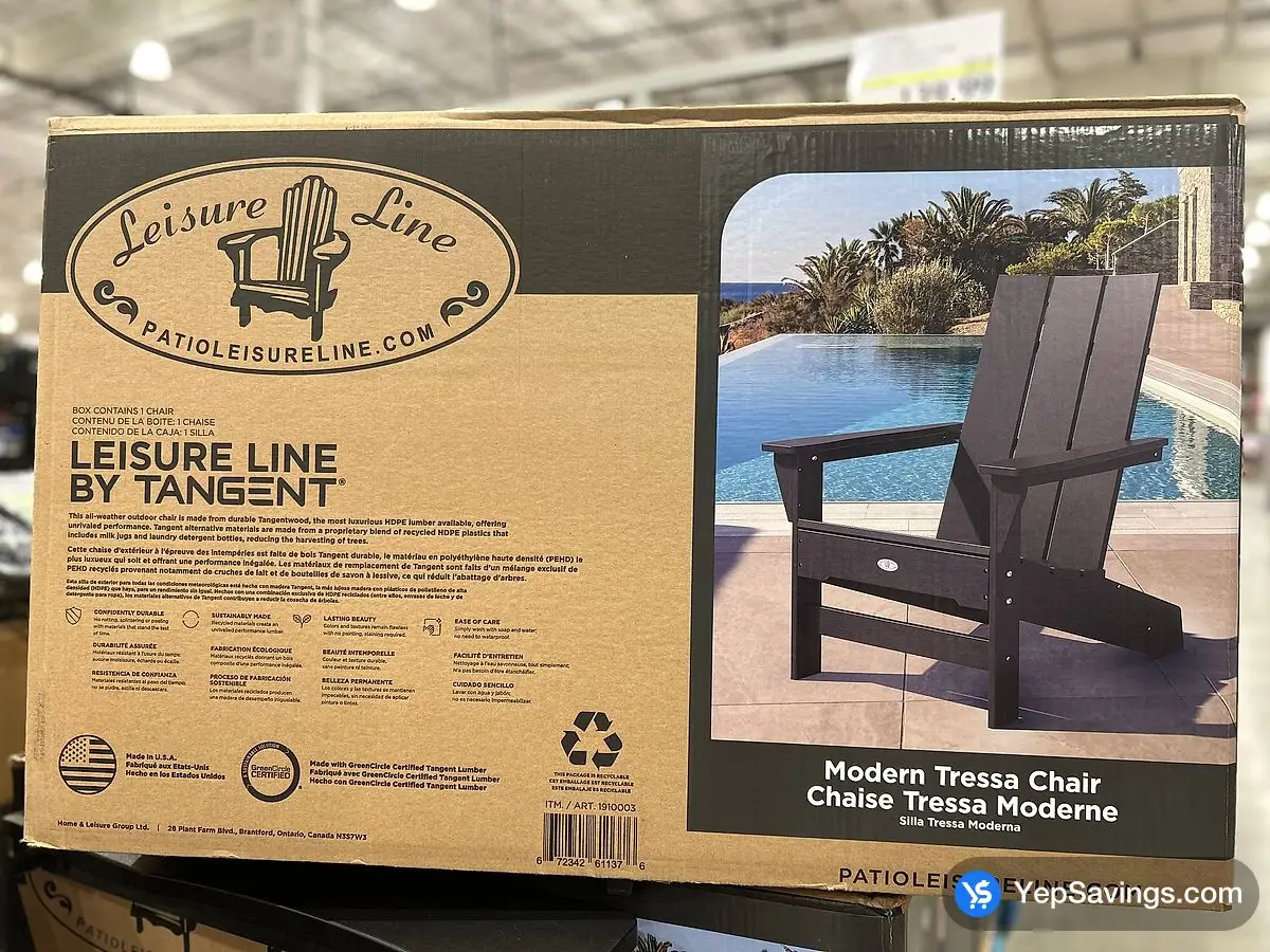 Costco LEISURE LINE MODERN TRESSA CHAIR RECYCLED PLASTIC - Canada (ITM 1910003)
