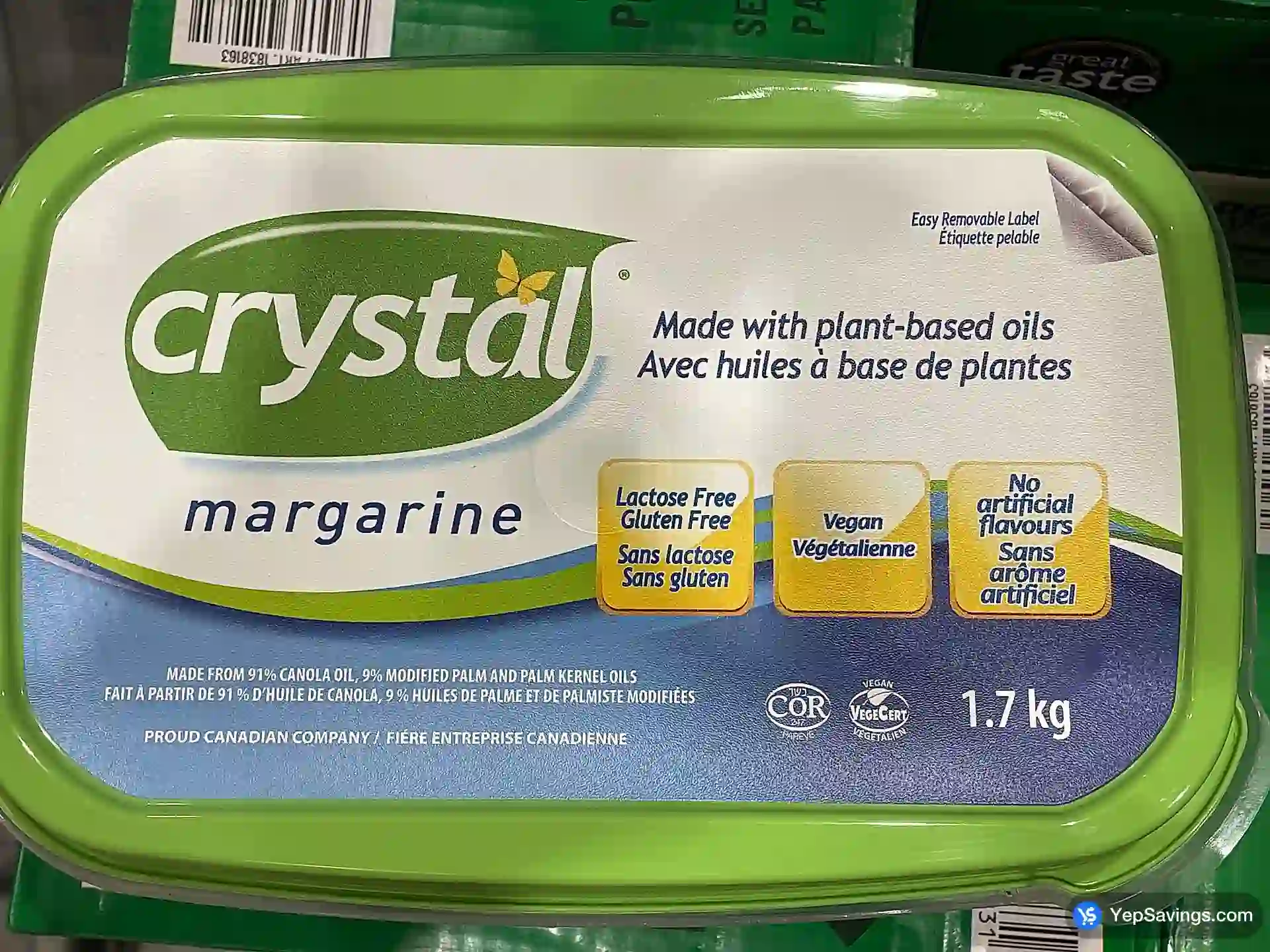 Costco CRYSTAL LACTOSE FREE MARGARINE 1.7 kg - Canada (ITM 1316819)