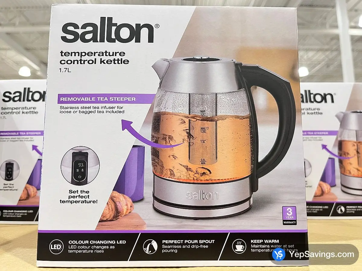 Costco SALTON DIGITAL GLASS KETTLE WITH TEA INFUSER - Canada (ITM 1006368)
