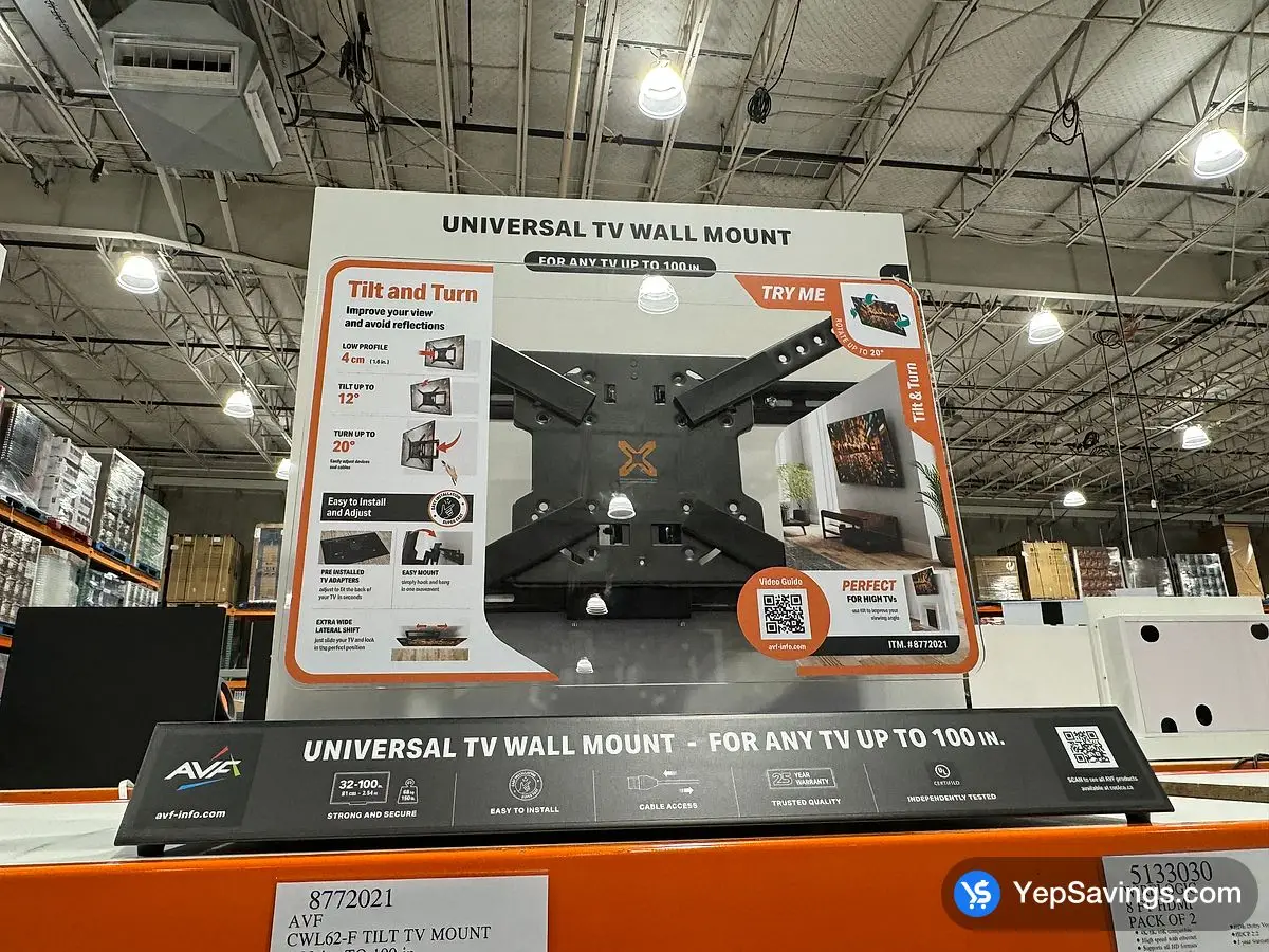 Costco AVF CWL62 - F TILT TV MOUNT 32 in . TO 100 in . - Canada (ITM 8772021)