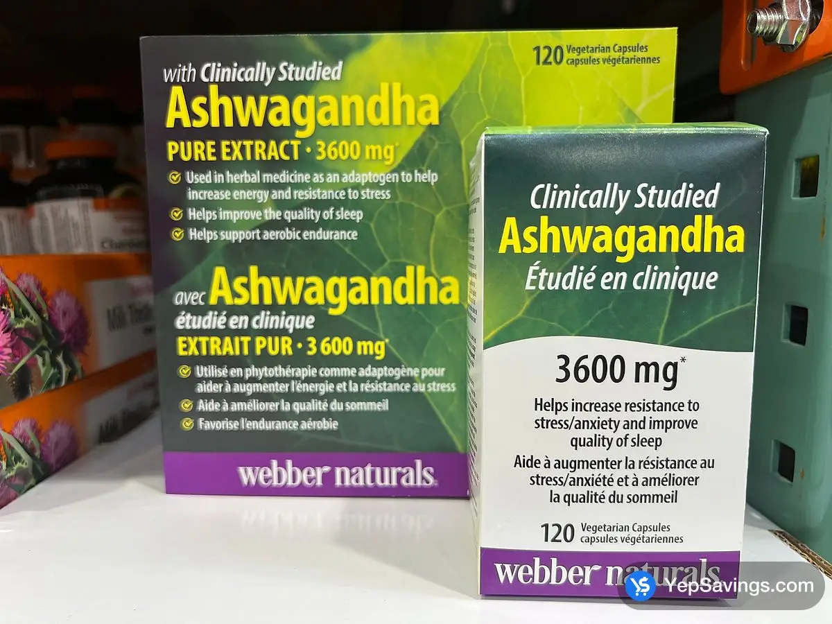 Costco WEBBER NNATURALS ASHWAGANDHA 3600MG 120 VEGETARIAN CAPS - Canada (ITM 1467085)