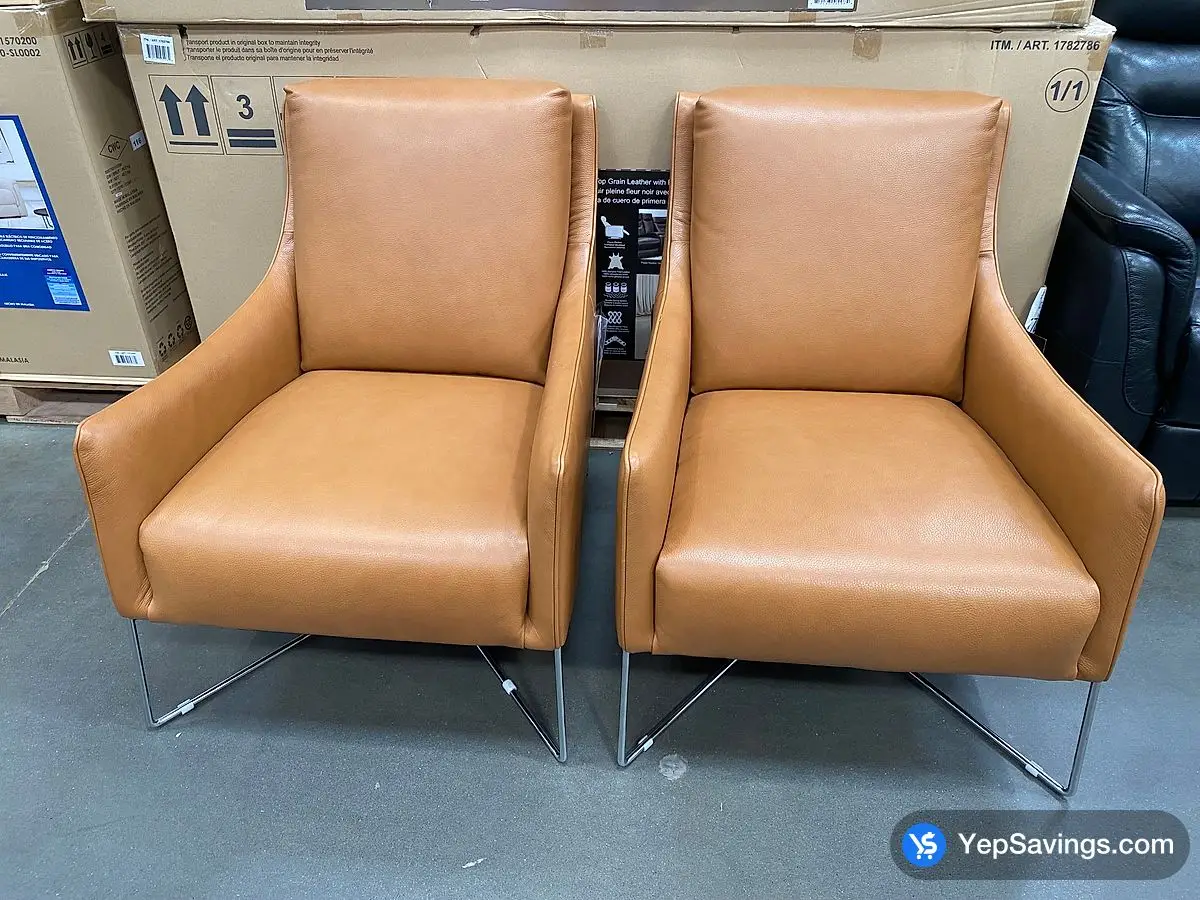Costco NATUZZI - TAN BROWN LEATHER ACCENT CHAIR - Canada (ITM 1752776)