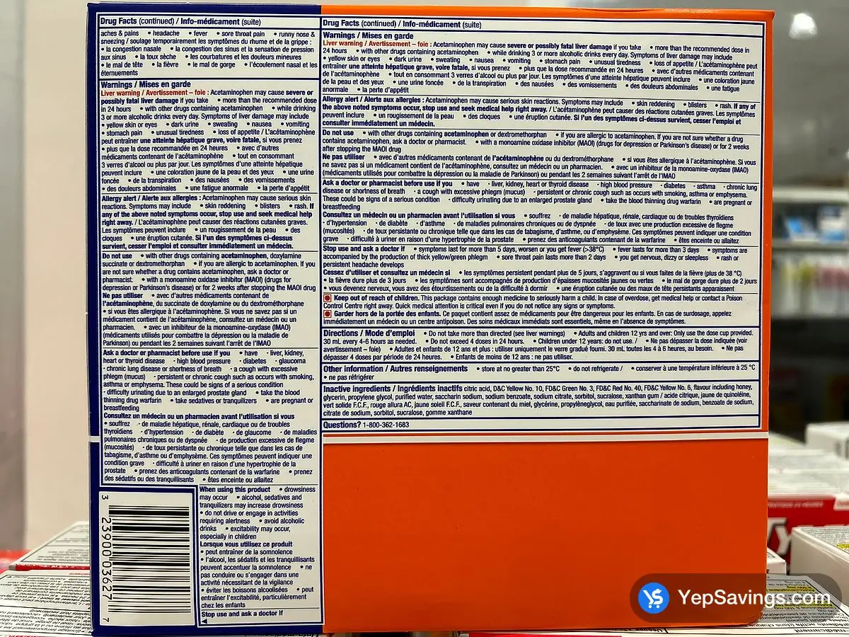 Costco * VICKS DAYQUIL - NYQUIL COLD & FLU HONEY 3 x 354 mL - Canada (ITM 8932800)