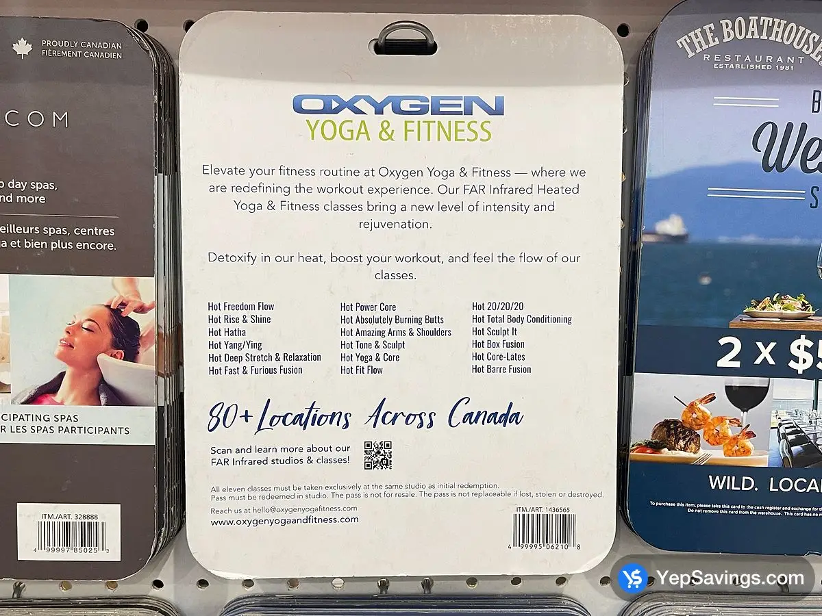 Costco OXYGEN YOGA & FITNESS 11 CLASS PASS ITEM IS NON - REFUNDABLE - Canada (ITM 1436565)