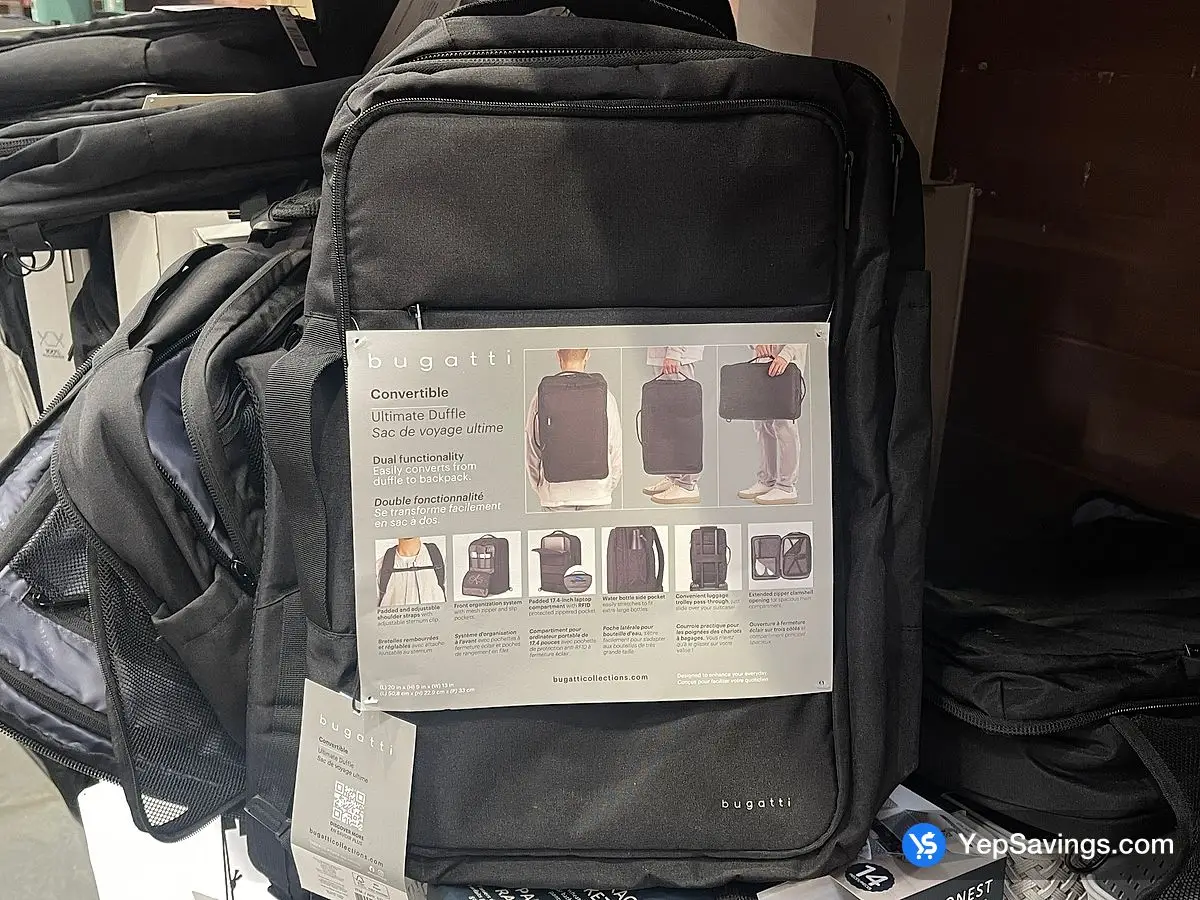 BUGATTI CONVERTIBLE DUFFLE BAG 17.3in LAPTOP ITM 1753685 at Costco