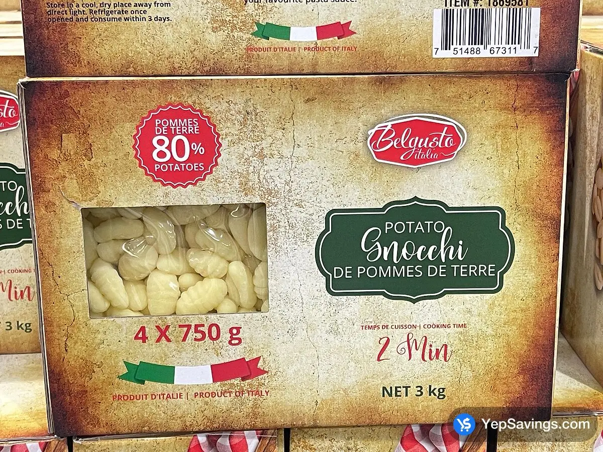 Costco BELGUSTO GNOCCHI 4 x 750 g - Canada (ITM 1869581)
