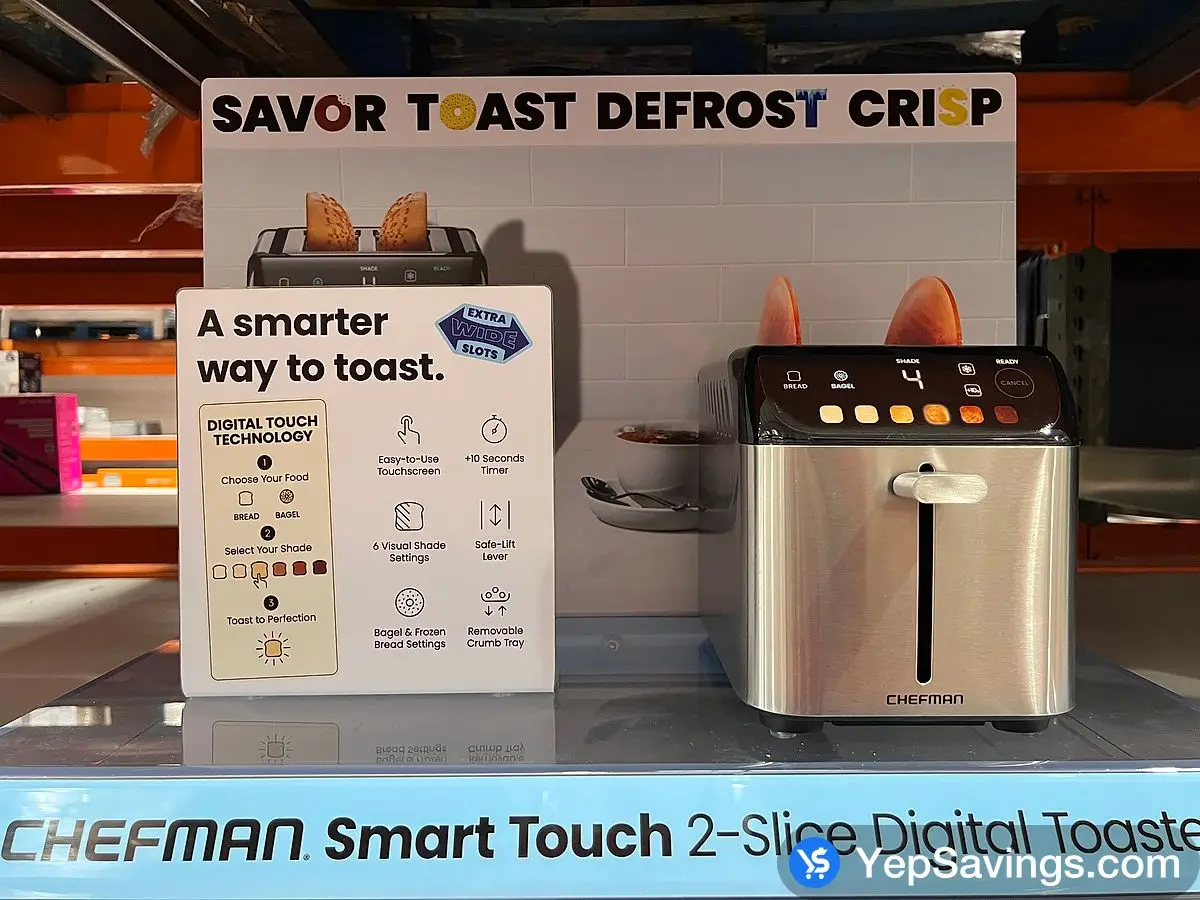 CHEFMAN 2-SLICE TOASTER DIGITAL SMART TOUCH ITM 1737660 at Costco