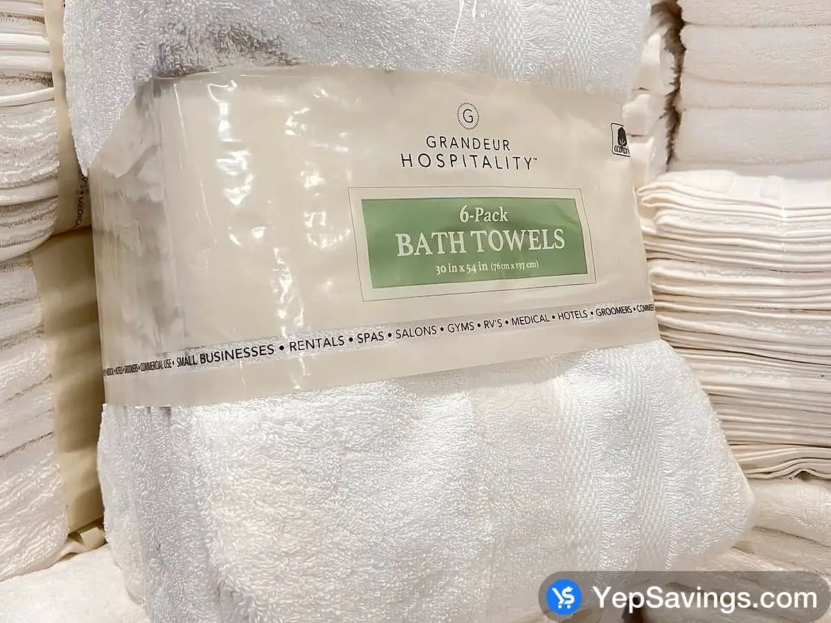 GRANDEUR HOSPITALITY COTTON BATH TOWELS 30 " X 54 " - 6PK ITM 1176954 at Costco