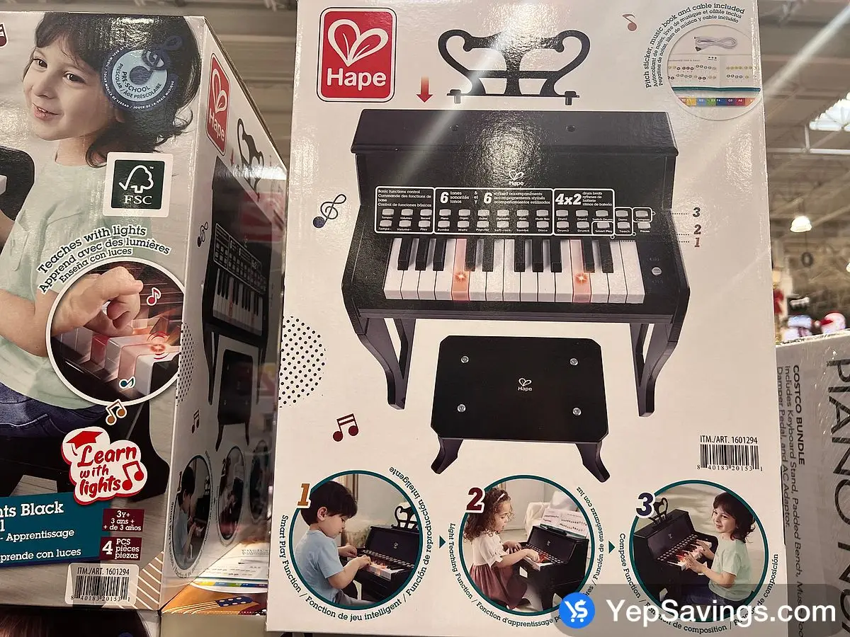 Costco HAPE PIANO WITH STOOL LEARN WITH LIGHTS - Canada (ITM 1601294)