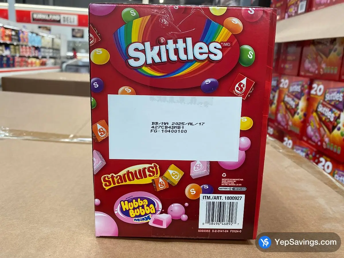Costco SKITTLES STARBURST HUBBA VARIETY 20 CT 1.1 kg - Canada (ITM 1800927)