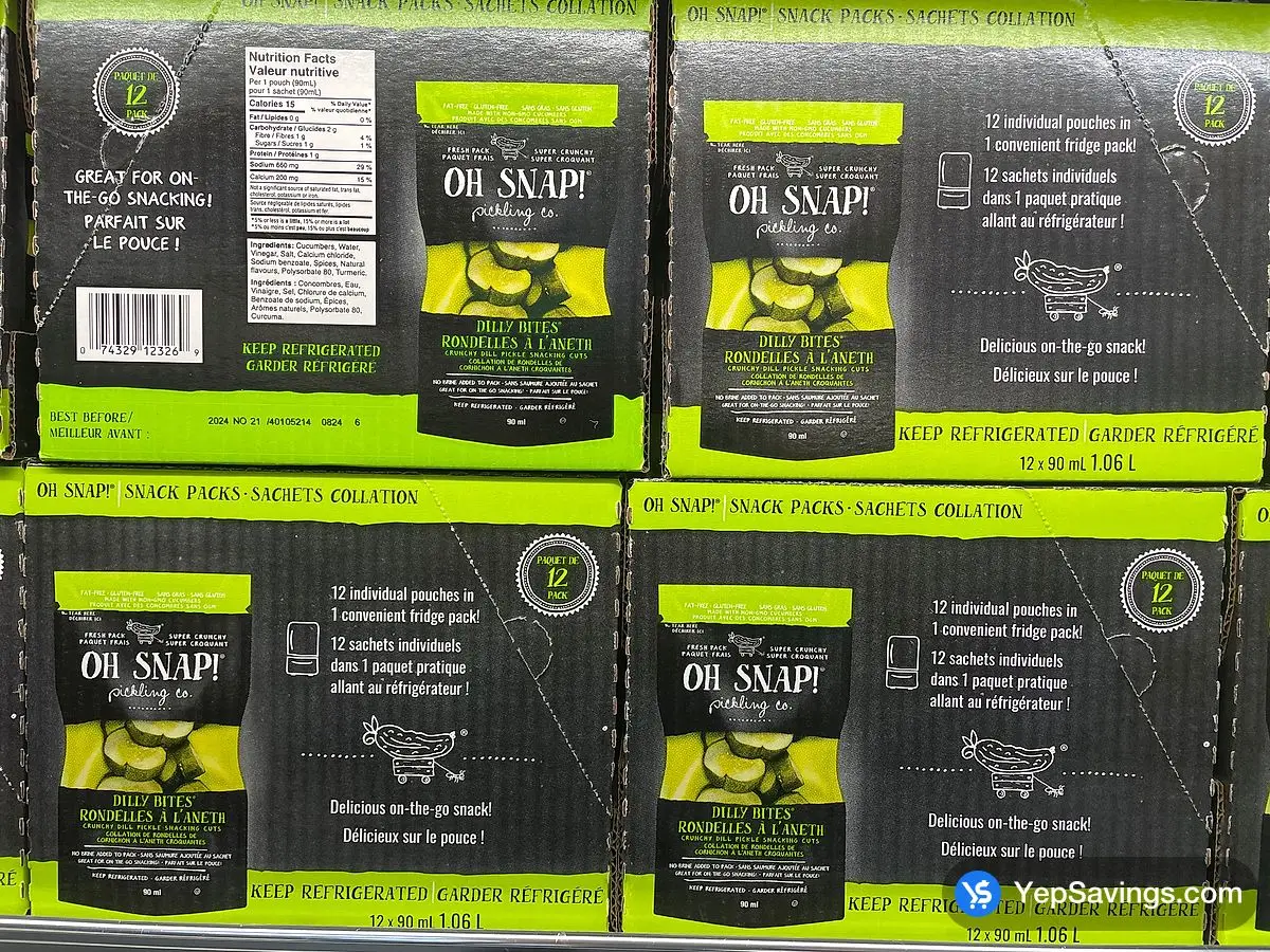 Costco OH SNAP ! DILLY BITES 12 x 90 ml - Canada (ITM 1168831)