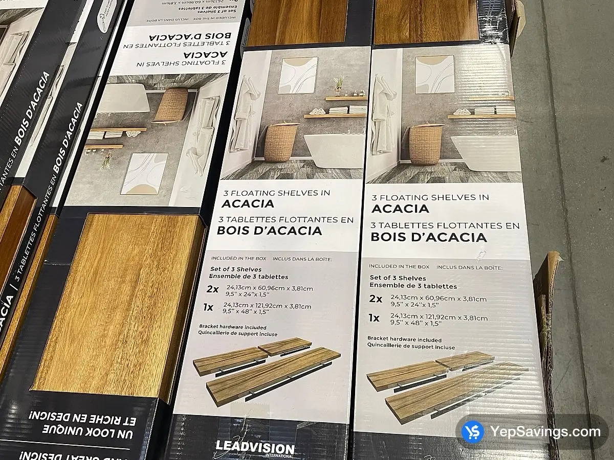 Costco ACACIA FLOATING SHELVES PACK OF 3 - Canada (ITM 2555566)