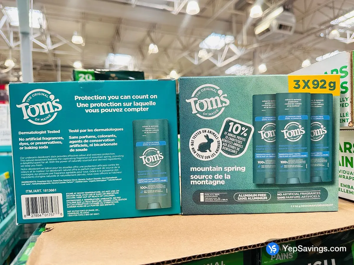 Costco TOM'S OF MAINE DEODORANT 3 x 92 g - Canada (ITM 1813661)