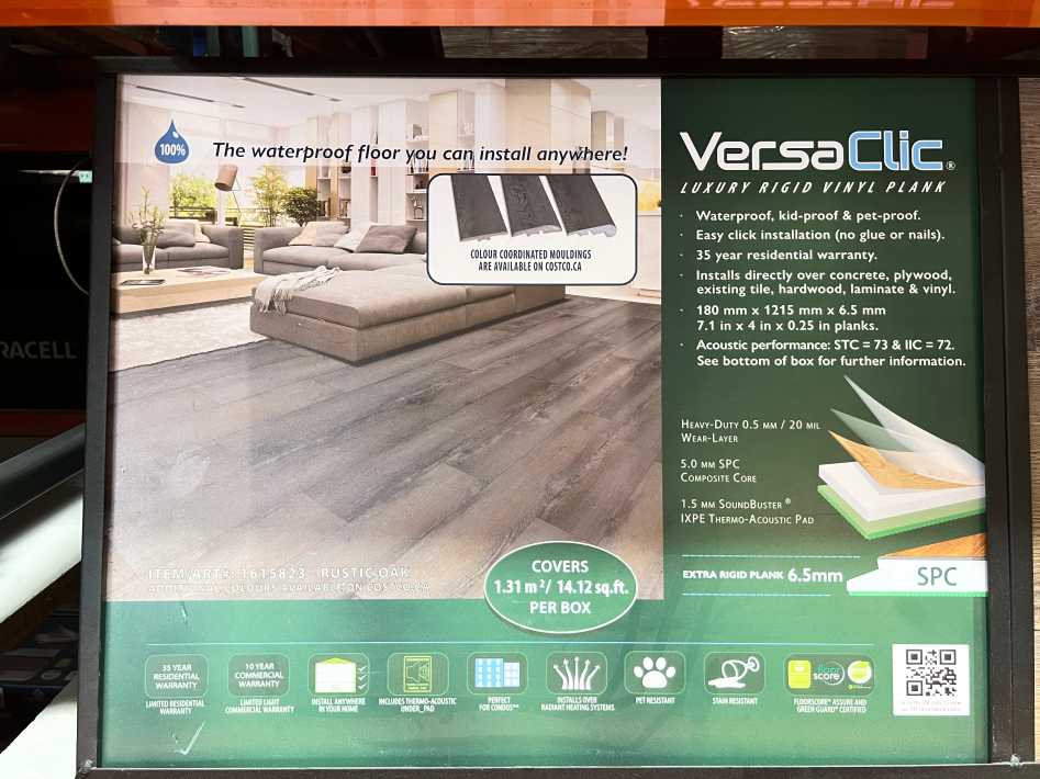 Costco VERSACLIC VINYL FLOORING RUSTIC OAK - Canada (ITM 1615823)