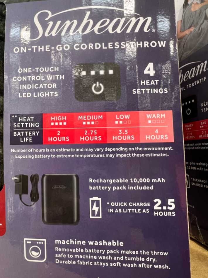 Costco SUNBEAM HEATED THROW 50 " X 60 " - Canada (ITM 1742621)