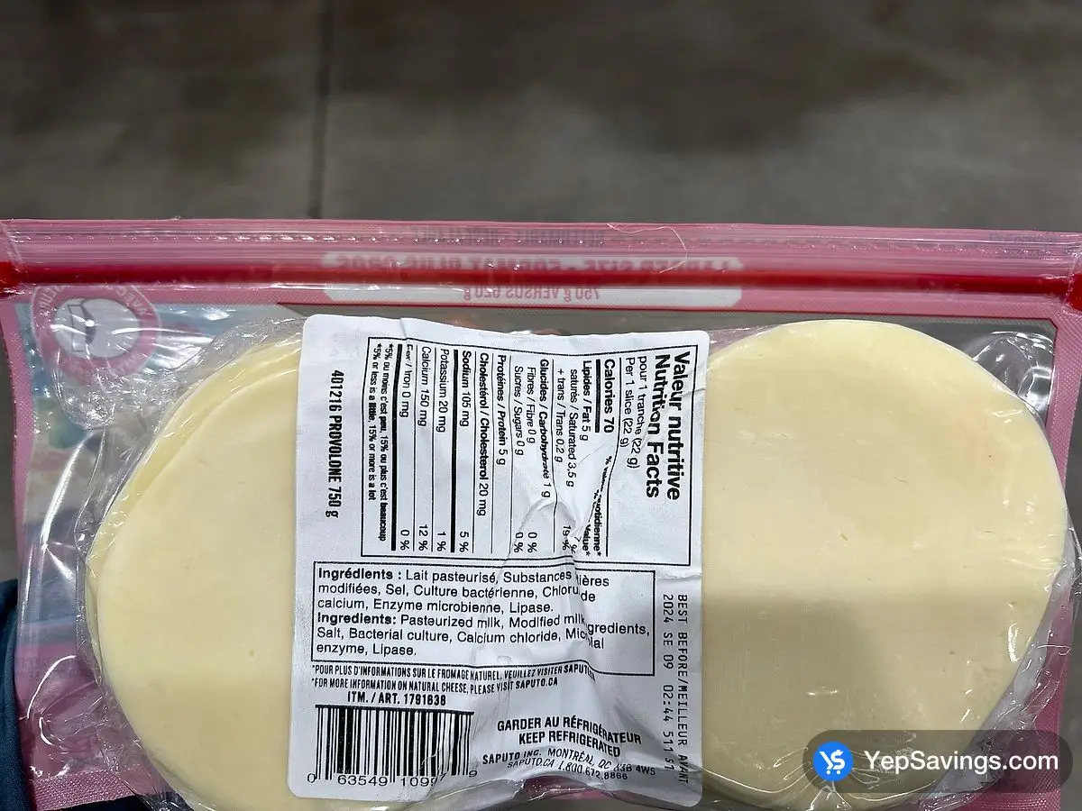 Costco SAPUTO SLICED PROVOLONE 750 g - Canada (ITM 1791638)