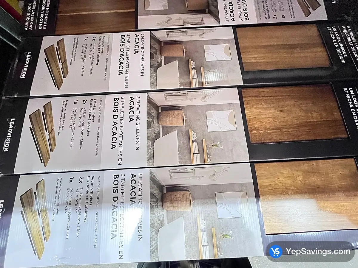 Costco ACACIA FLOATING SHELVES PACK OF 3 - Canada (ITM 2555566)