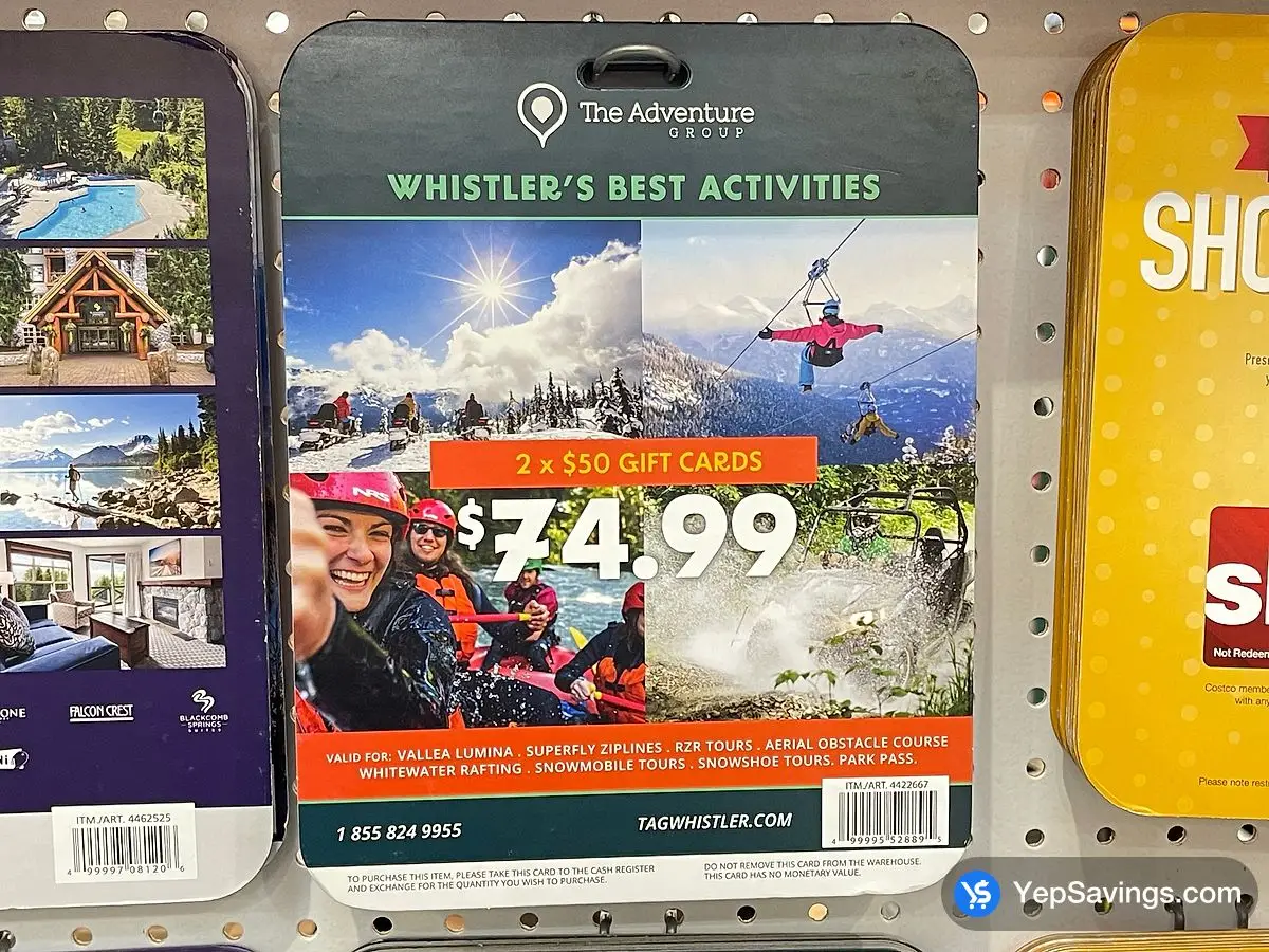 Costco WHISTLER ADVENTURE TAG 2 X $50 GIFT CARDS ITEM IS NON - REFUNDABLE - Canada (ITM 4422667)