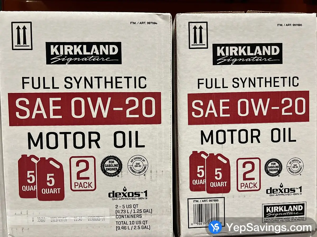 KIRKLAND SIGNATURE SYNTHETIC OIL 0W20 4.73L PACK OF 2 ITM 997895 at Costco