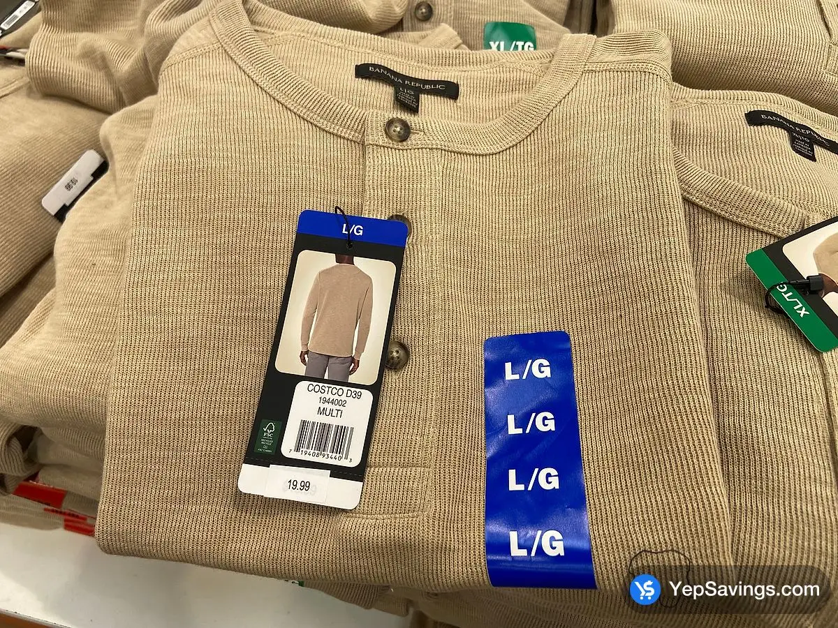 Costco BANANA REPUBLIC SLUB HENLEY + MENS SIZES S - XXL - Canada (ITM 1944000)