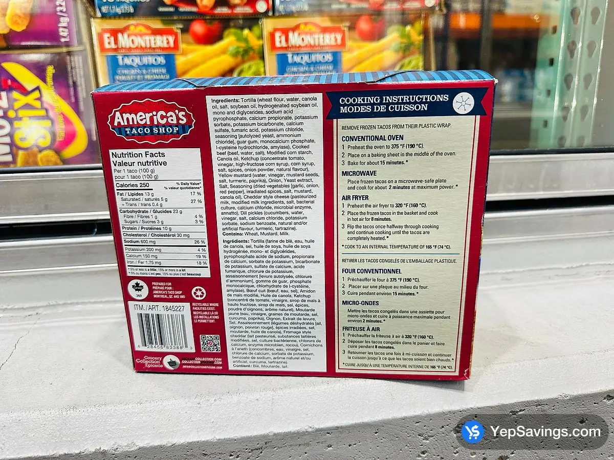 Costco AMERICA'S TACO SHOP CHEESEBURGER TACOS 10x100g - Canada (ITM 1845227)