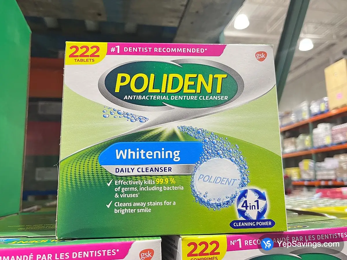 Costco POLIDENT WHITENING DENTURE CLEANSER PACK OF 222 - Canada (ITM 445577)