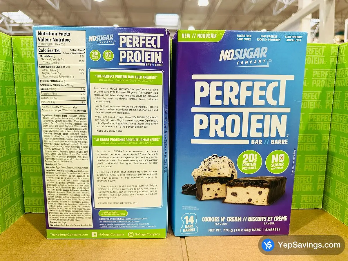Costco NO SUGAR COMPANY PERFECT PROTEIN BAR 14 x 55 g - Canada (ITM 4160010)