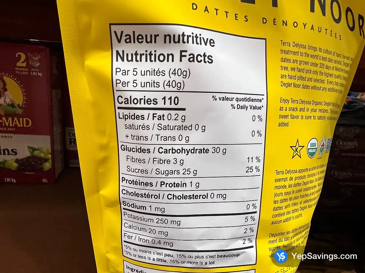 Costco TERRA DELYSSA ORGANIC DATES 1 kg - Canada (ITM 1523795)