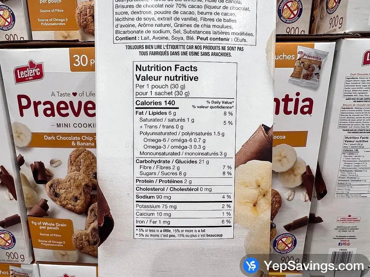 Costco LECLERC PRAEVENTIA COOKIES 30 x 30 g - Canada (ITM 1145482)