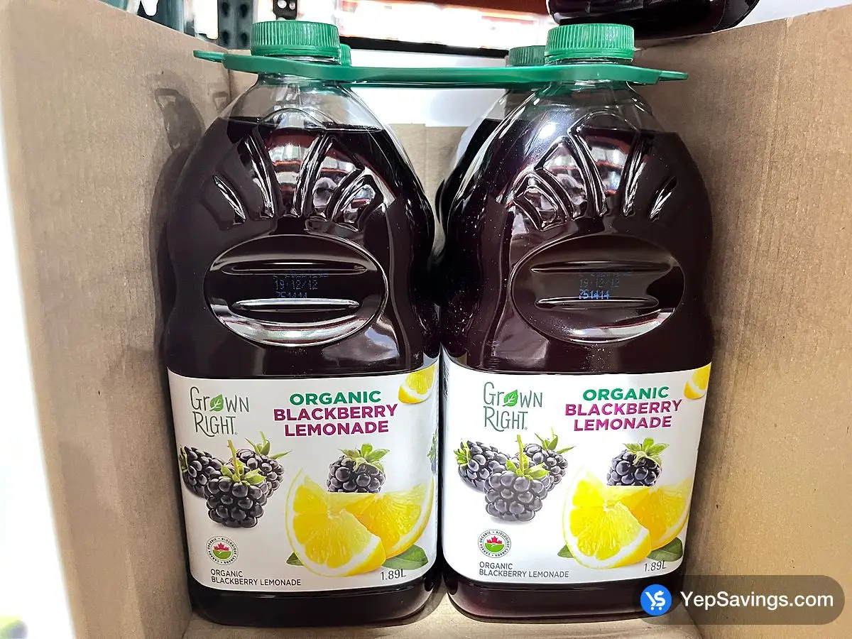 Costco GROWN RIGHT ORGANIC BLACKBERRY LEMONADE 2 x 1.89 L - Canada (ITM 1427434)