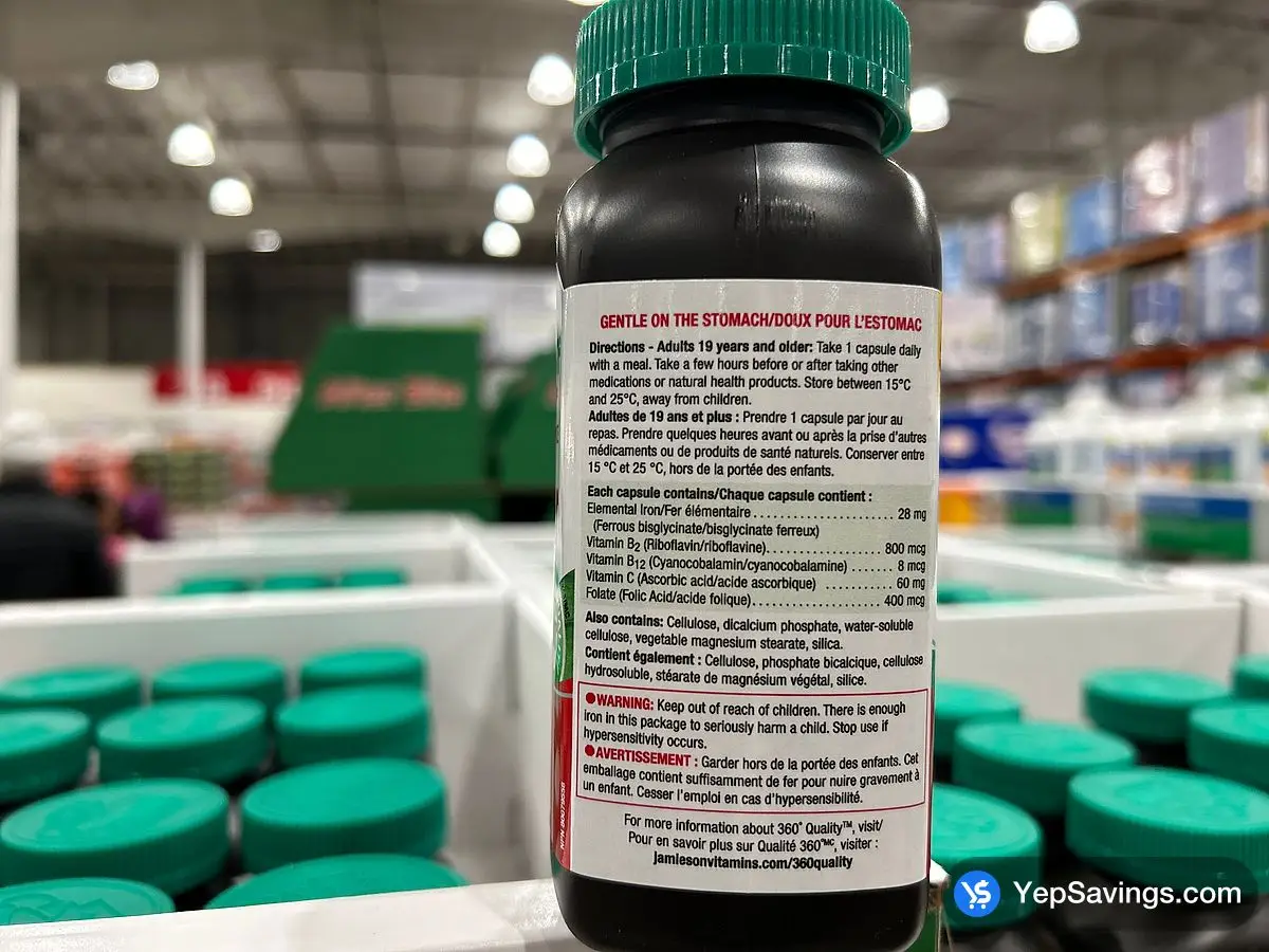 Costco JAMIESON GENTLE IRON 28 MG 250 CAPSULES - Canada (ITM 1455423)