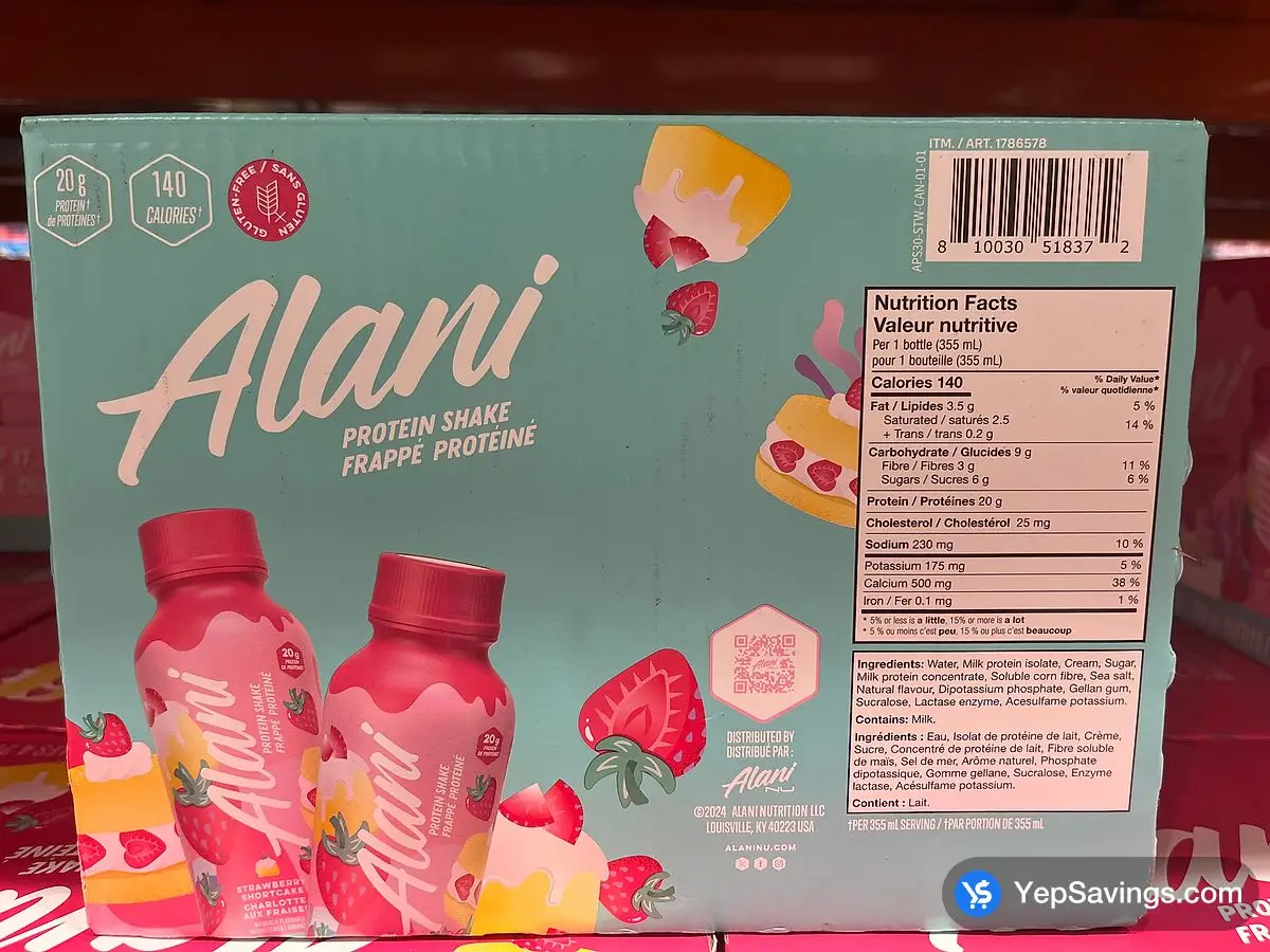 Costco ALANI NU PROTEIN SHAKE 12 x 355 mL - Canada (ITM 1786578)