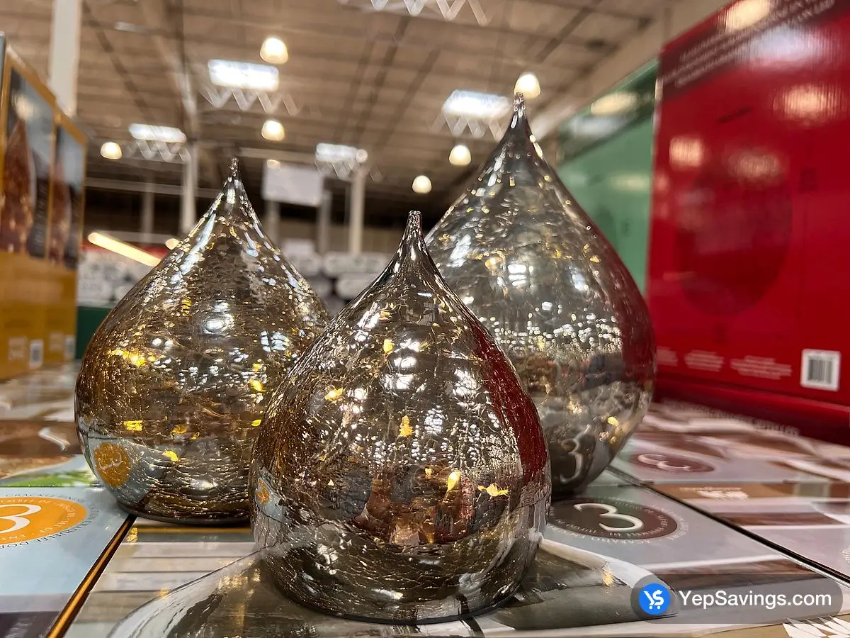 Costco EVERGREEN LED GLASS RAINDROPS 3 PIECES - Canada (ITM 1759342)