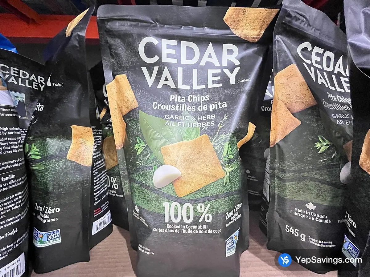 Costco CEDAR VALLEY HERB AND GARLIC PITA CHIPS 545 G - Canada (ITM 1864895)