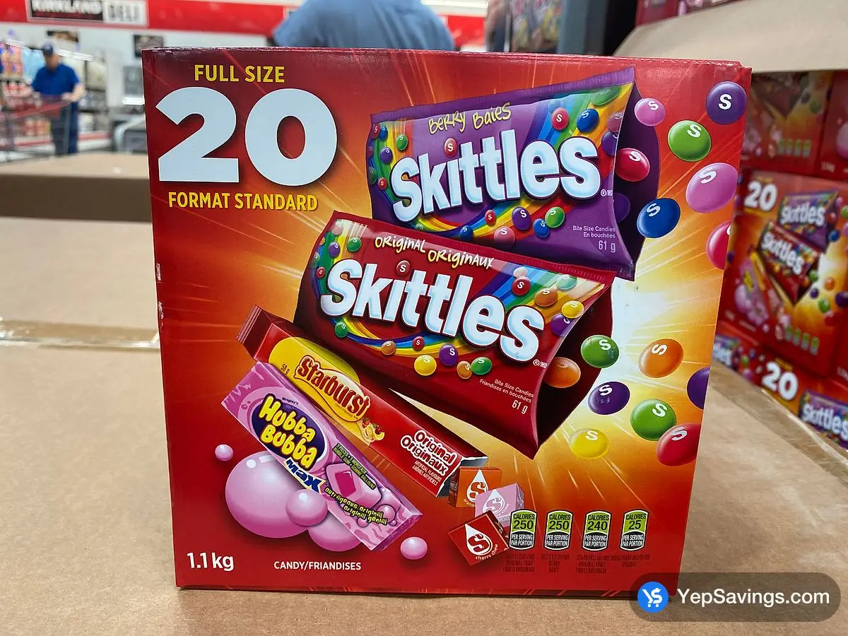 Costco SKITTLES STARBURST HUBBA VARIETY 20 CT 1.1 kg - Canada (ITM 1800927)