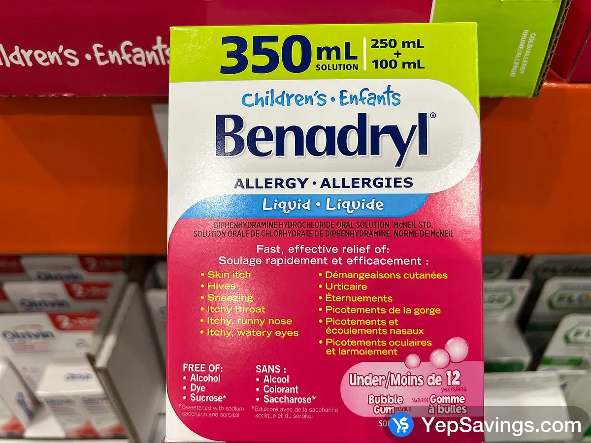 Costco * BENADRYL ALLERGY - CHILDREN 250 ML + 100 ML - Canada (ITM 955411)