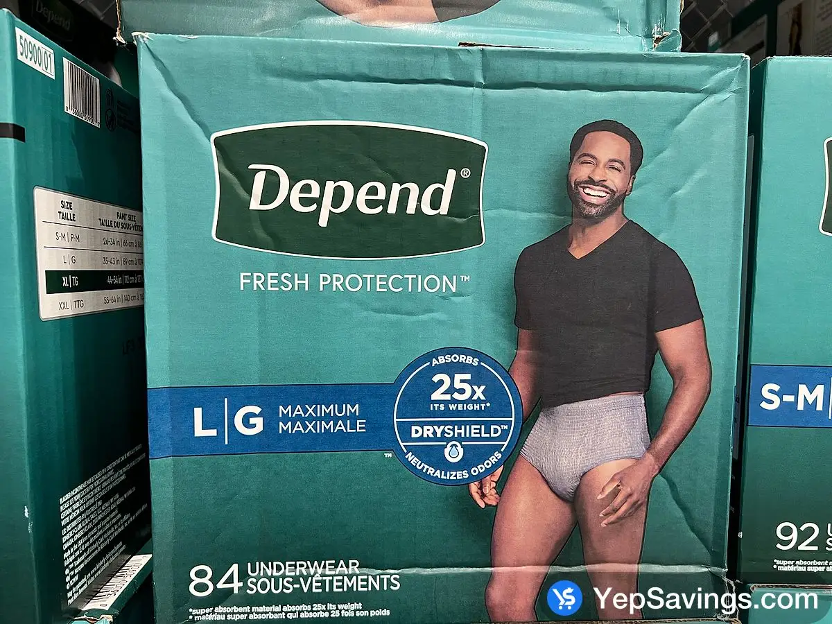 DEPEND UNDERWEAR FOR MEN LARGE 84 COUNT ITM 2011882 at Costco