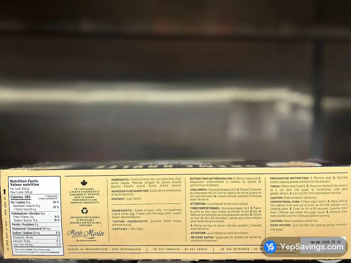 Costco MARIE MORIN CRÈME BRÛLÉE 8 x 105 g - Canada (ITM 5056004)