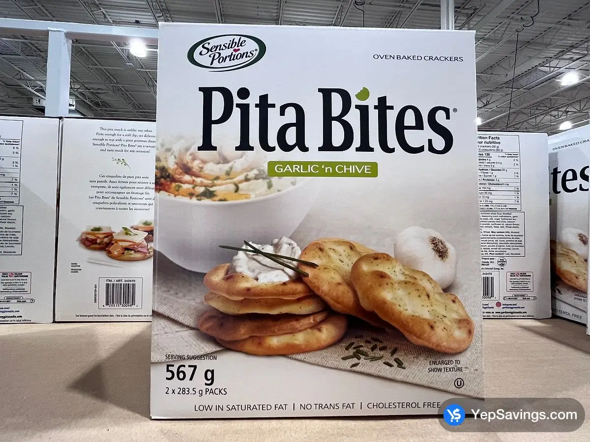 SENSIBLE PORTIONS GARLIC & CHIVE PITA BITES 567 g ITM 242470 at Costco