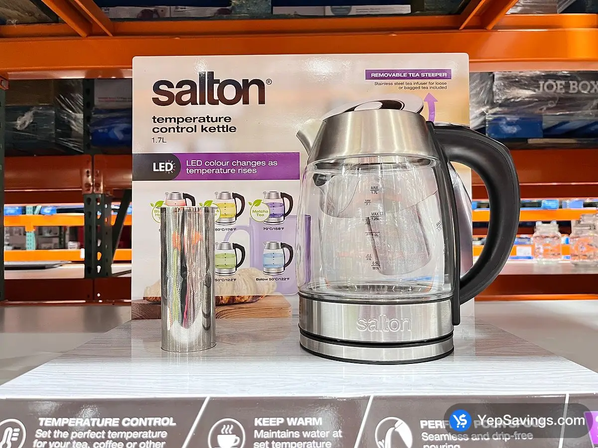 Costco SALTON DIGITAL GLASS KETTLE WITH TEA INFUSER - Canada (ITM 1006368)