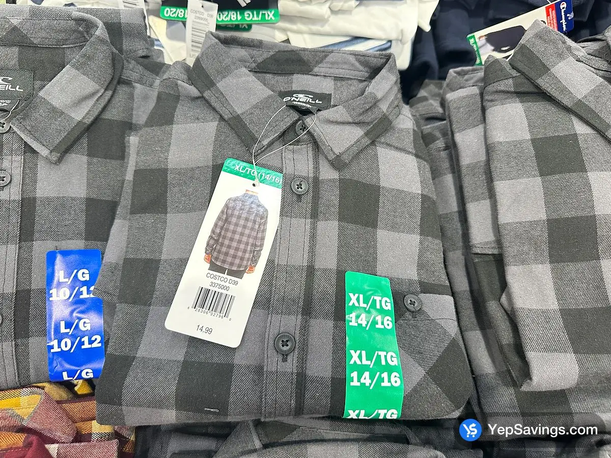 Costco O'NEILL FLANNEL SHIRT BOYS SIZES S-XXL - Canada (ITM 3375000)