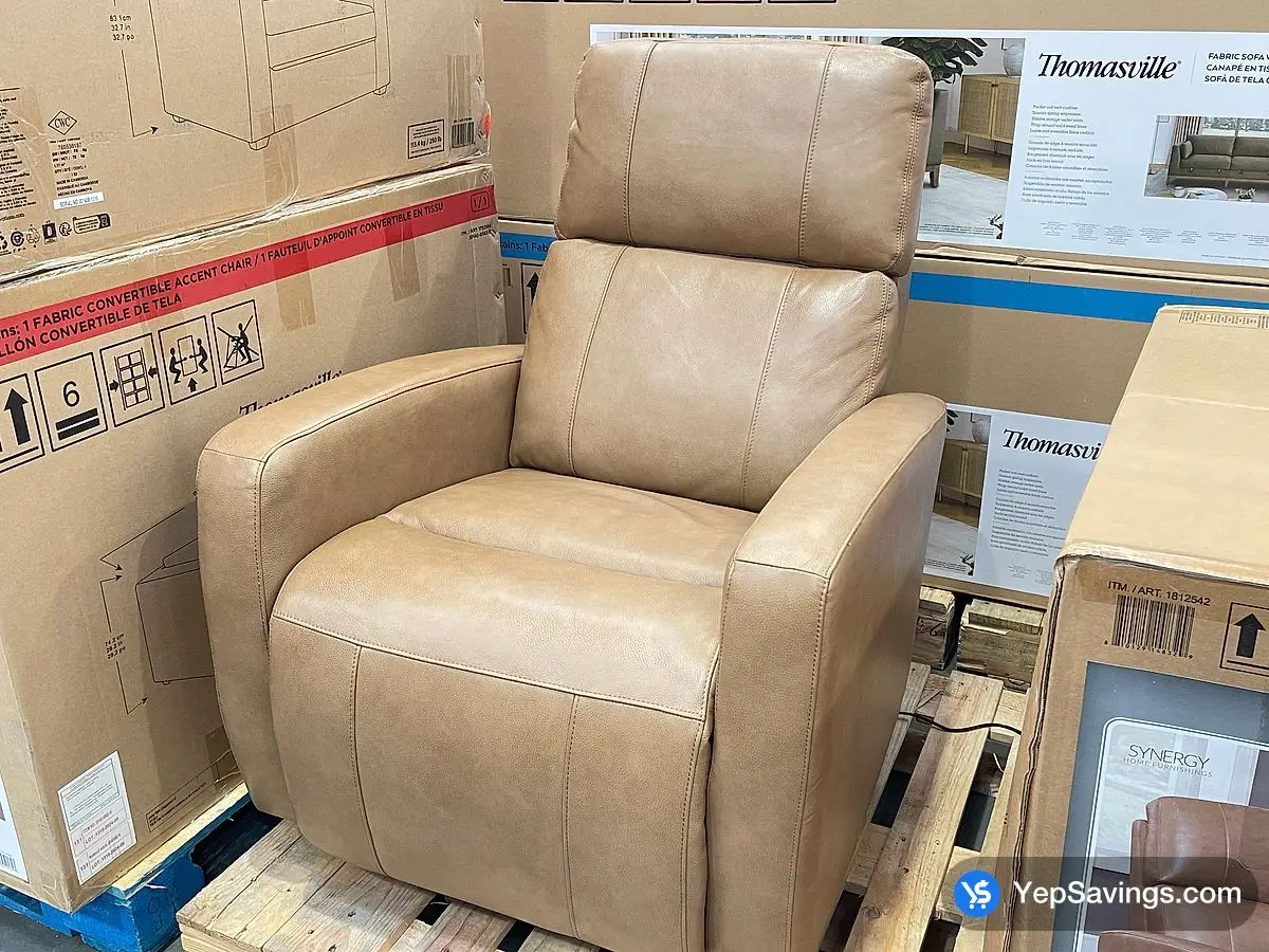 Costco SYNERGY LEATHER POWER RECLINER BROWN LEATHER - Canada (ITM 1812542)