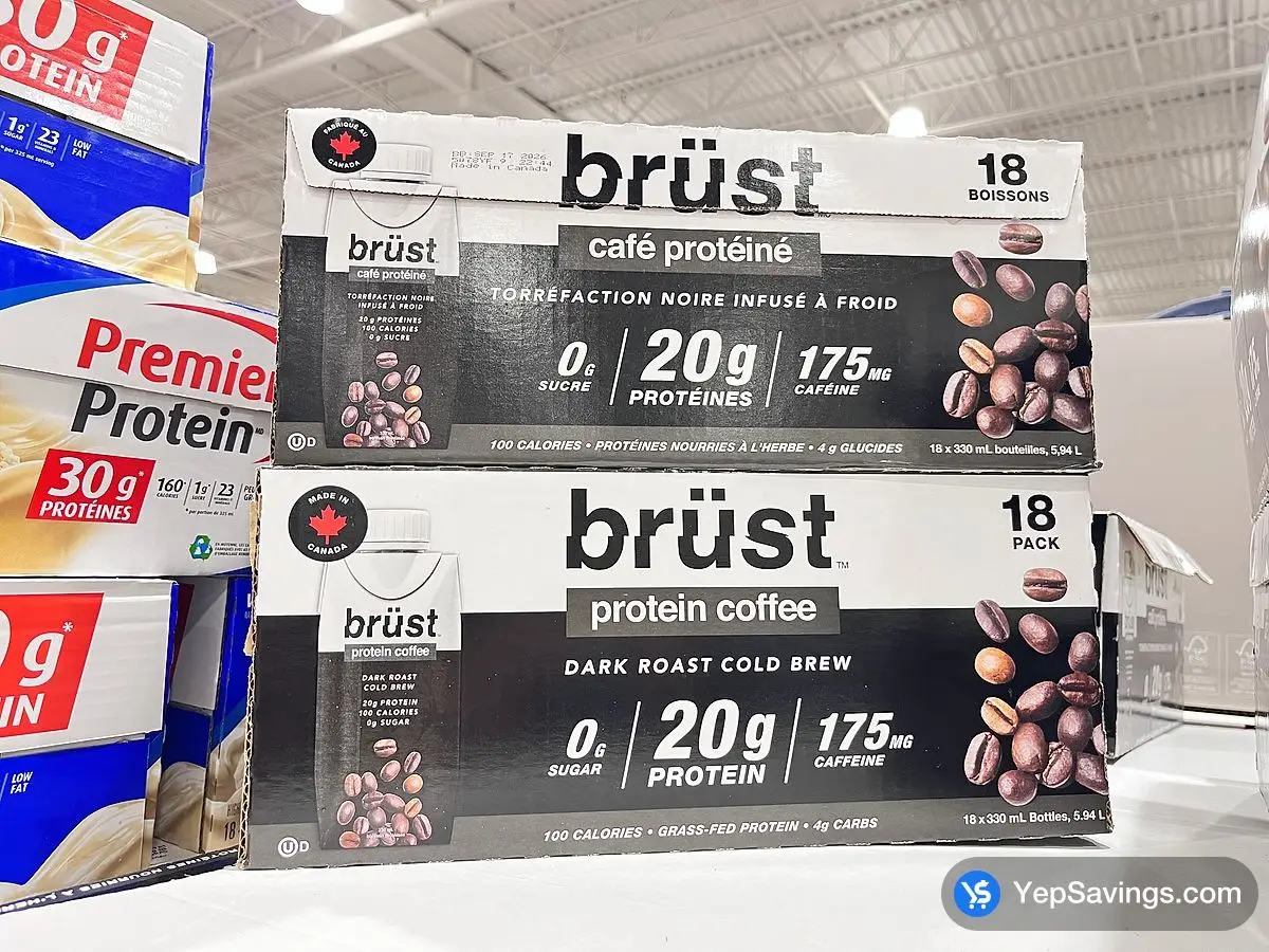 Costco BRUST DARK ROAST PROTEIN COFFEE 18 x 330 mL - Canada (ITM 1731711)