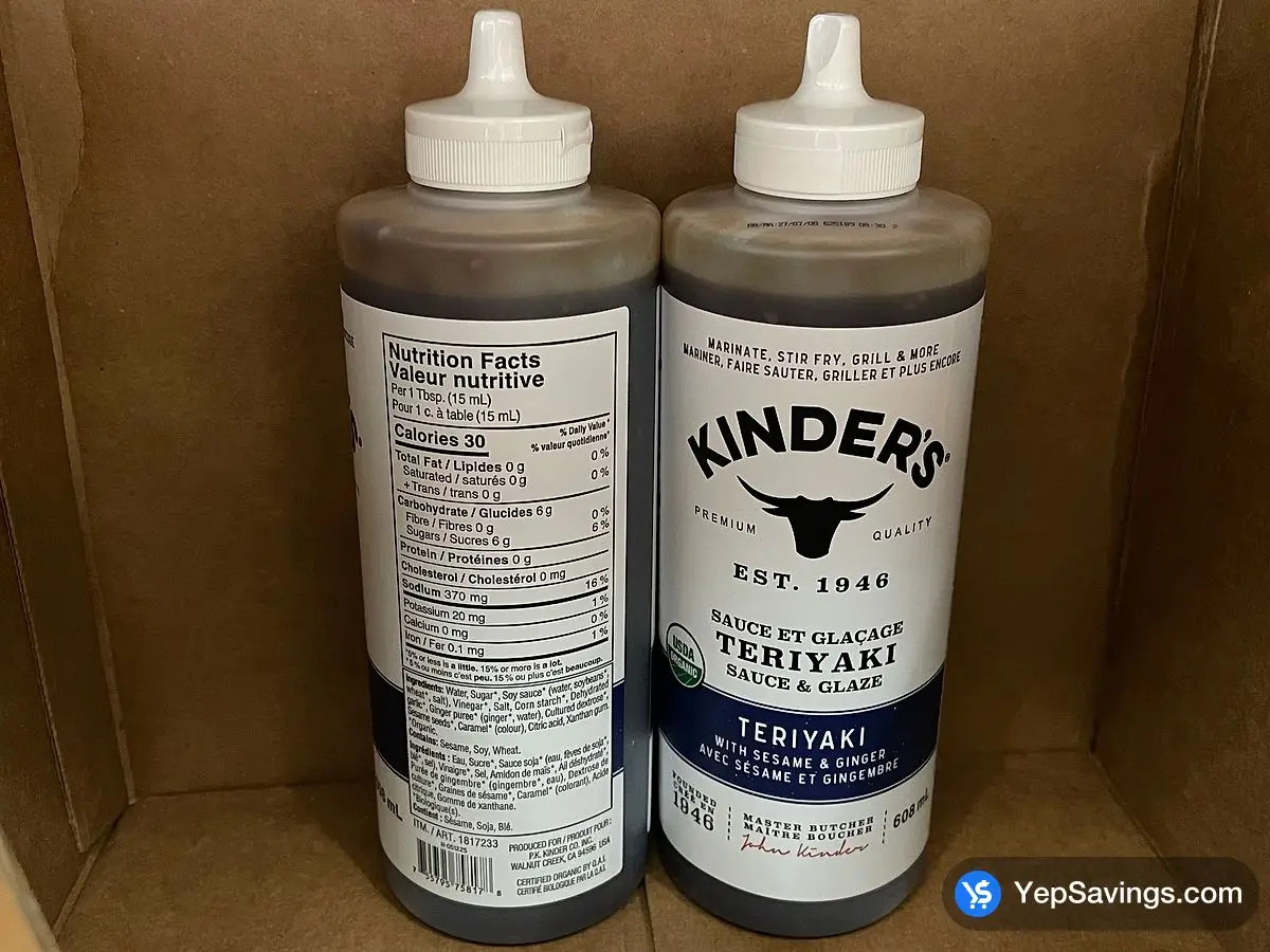 Costco KINDER'S TERIYAKI SAUCE 608 mL - Canada (ITM 1817233)