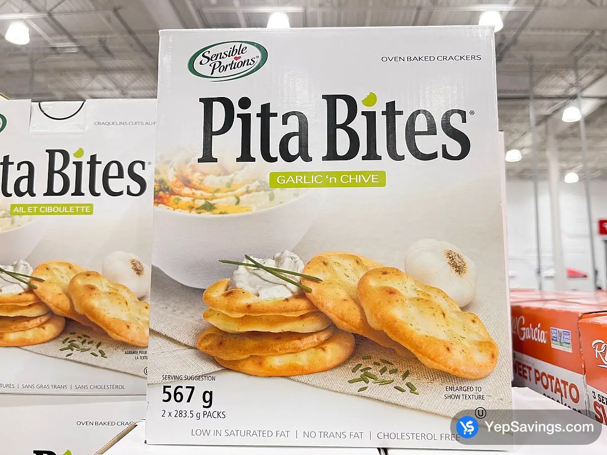 Costco SENSIBLE PORTIONS GARLIC & CHIVE PITA BITES 567 g - Canada (ITM 242470)