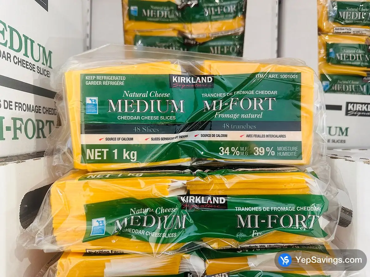 KIRKLAND SIGNATURE SLICED MEDIUM CHEDDAR 1 Kg At Costco Beacon Hill Calgary