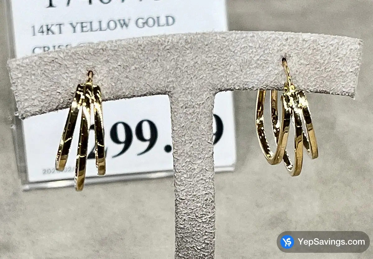 Costco 14KT YELLOW GOLD TRIPLE ROW SQUARE HOOP EARRINGS - Canada (ITM 1871058)