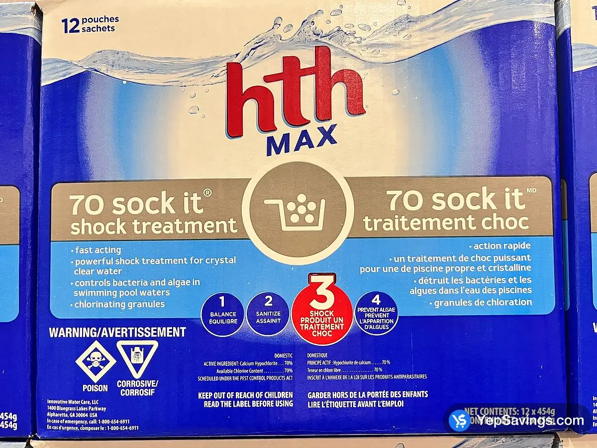 Costco HTH SHOCK TREATMENT 12 X 454 G POUCHES 70% AVAILABLE CHLORINE - Canada (ITM 1110962)