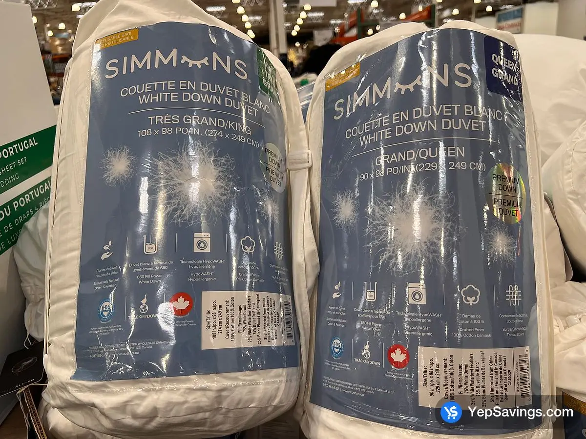 Costco SIMMONS WHITE DUCK DOWN DUVET QUEEN- 90 " X 98 " - Canada (ITM 2684900)