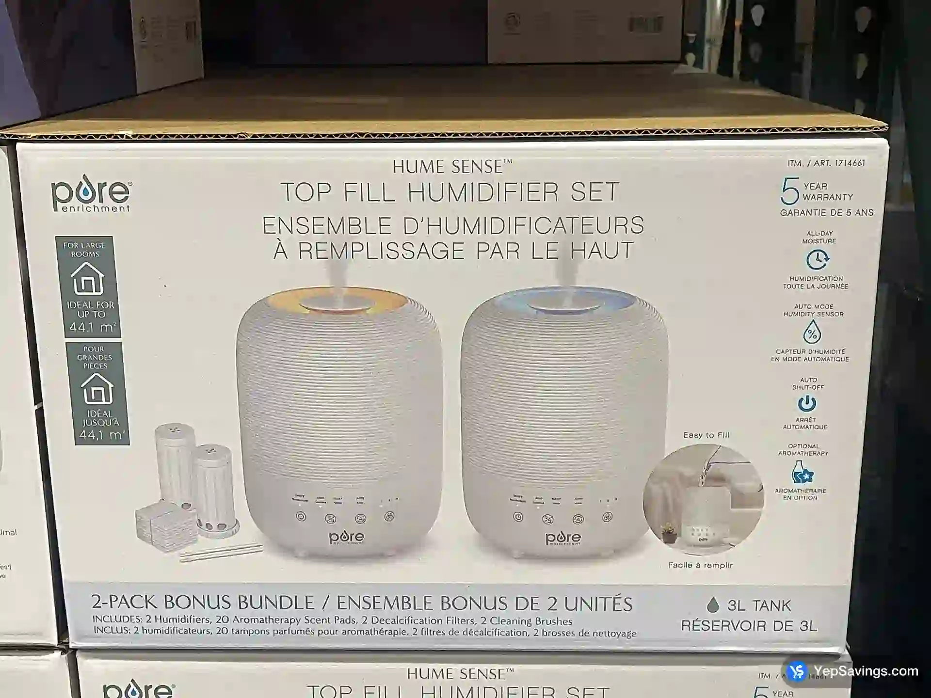 Costco HUME SENSE HUMIDIFIER PACK OF 2 - Canada (ITM 1714661)
